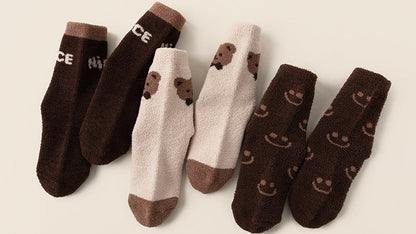 Children&#039;s Socks Winter Bear Warm Socks Plus Velvet Baby Floor Socks Non-Shedding Children&#039;s Thick Socks Class A Children&#039;s Socks