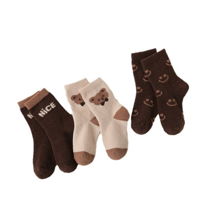 Children&#039;s Socks Winter Bear Warm Socks Plus Velvet Baby Floor Socks Non-Shedding Children&#039;s Thick Socks Class A Children&#039;s Socks